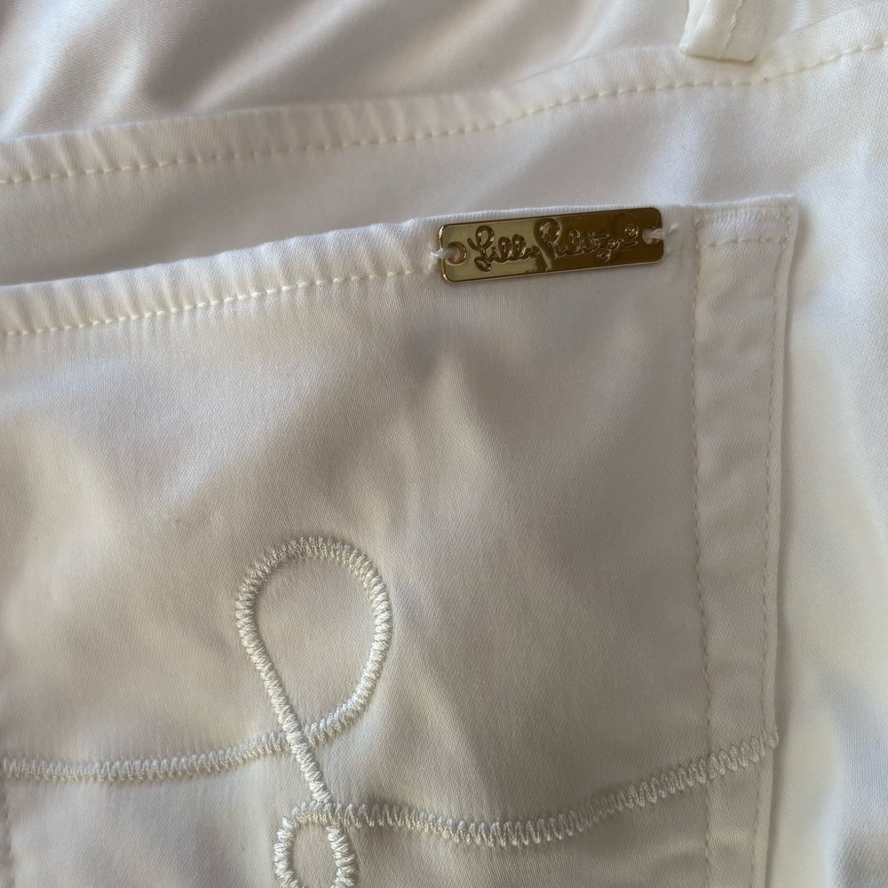 Lilly Pulitzer Worth Low Rise Skinny Jeans with gold detail in Coconut Size 8 - Picture 7 of 8